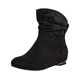 Elara Damen Stiefeletten Boots Keilabsatz Chunkyrayan C270 Schwarz-36