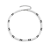 SHLWYG Schwarz-weiß gespleißte Halskette aus weichem Ton, gespleißte Halskette aus weichem Ton, kreative Halskette für Herren, gespleißte Halskette, trendige Schmuckkette