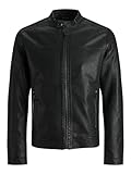JACK & JONES Herren JJEWARNER Jacket NOOS Kunstlederjacke, Black, L