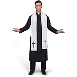 Spooktacular Creations Schwarze Priesterrobe für Erwachsene, Stola, Priesterkostüm für Halloween-Ankleidepartys und Cosplay (groß)