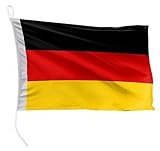 FLAGLY Premium Bootsfahne Deutschland 20 x 30 cm - Schiffsflaggentuch, 160g/m² Stoffgewicht - robust und witterungsbeständig mit Strick & Schlaufe, Bootszubehör Motorboot (20 x 30 cm, Deutschland)