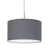 EGLO Pendellampe Pasteri, 1 flammige Textil Pendelleuchte, Hängeleuchte aus Stahl und Stoff, Farbe: Nickel matt, grau, Fassung: E27, Ø: 38 cm