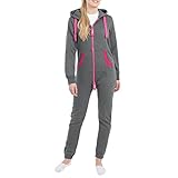 Finchgirl 83I3 FG18R Damen Jumpsuit Overall Dunkelgrau/Pink Gr. L