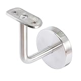 PRIOstahl Handlaufhalter Wandhalter Handlaufstütze Rohrhalter Geländerhalterung - 1 x Handlaufträger an die Wand 3-Loch Befestigung mit Abdeckrosette Ø 42,4 mm für Rundrohr aus Edelstahl V2A