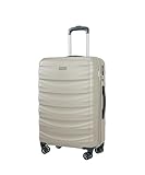 PUCCINI Polycarbonat Koffer Valencia Hartschalenkoffer Trolley Leicht Reisekoffer mit Zwillingsrollen M-L-XL (Champagnerfarben, L)
