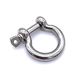 1 Stk. Schäkel geschweift Edelstahl V4A Ø 6 mm | EINGEPRÄGTE Tragfähigkeit (WLL): 380kg [Größe Wählbar 4-20 mm] Niro INOX Omega geschweifte Form (6mm)