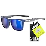 uvex LGL 42 - Sonnenbrille für Damen und Herren - 100% UVA-, B, C Schutz - inkl Schriftzug auf den Bügeln - blue grey/blue - one size