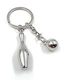 Onwomania - "Bowling Kegeln Pin mit Kugel Schlüsselanhänger - Metall Glücksbringer ideal als Geschenk z.B. für den besten Freund, die beste Freundin, Mama - Für Männer, Frauen & Kinder