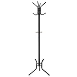 SONGMICS Garderobenständer, Kleiderständer, 49 x 176 cm, 12 Haken, für Mäntel, Hüte, Taschen, Metall, schwarz RCR17B