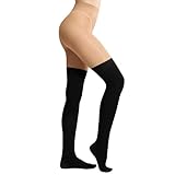 MANZI Overknee Strumpfhosen Damen Blickdichte Schwarz Overknee Strümpfe Optik Strick Oberschenkel Hohe Socken 20/80 Denier 1 Paar Schwarz/Natur M-L