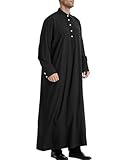 LVCBL Kaftan Herren Langarm Kent Button Down Thobe Schwarz XL