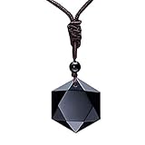 Natürlicher Obsidian Hexagon Stern Anhänger Kette Lucky Love Halskette Sternbild Schmuck für Männer und Frauen
