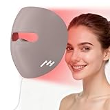 Relhafethy Rotlichtlampe Gesicht, 850 & 660 LED Maske Gesicht mit 10/15/20 Minuten Timer & 5 Helligkeitsstellung, Silizium Rotlicht Maske Gesicht für den Hausgebrauch