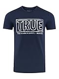 MUSTANG Herren T-Shirt Rundhals Kurzarm Logo Print Baumwolle Schwarz Weiß Blau Grau S M L XL 2XL 3XL 4XL 5XL 6XL, Größe:6XL, Farbe:Mood Indigo (1004402-5228)