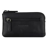 bugatti Remo Schlüsseletui mit 2 Schlüsselringen, Leder-Schlüsselmäppchen in schwarz