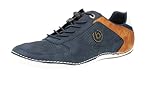 bugatti Herren Casual Sneaker mit Flexibler Sohle, Schnürschuh mit Memory Foam, Elastische Schnürsenkel, Dunkelblau, 42 EU