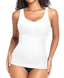 YARRCO Shape Unterhemd Damen Formende Tank Top Bauchweg Shapewear Sport Tanktop Figurformendes Trägertop Body Shaper Hemdchen Nahlos Camisole Shaping Hemd (Weiß-Weite Träger, M)