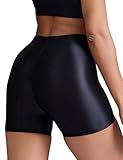 Maeau Damen Shorts Öl Glanz Sportshorts Hoher Taille Stretch Hotpants Shiny Kurze Tights Hose Elastische Taille Kurze Hose für Yoga Fitness Sport M