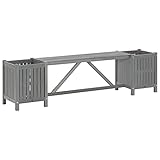 YUHI-HQYD Gartenbank mit 2 Pflanzkübeln,Freizeitbänke,Ruhebänke,Balkon Bänke,Terrassen-Bänke,Bänke für draußen,Eckbänke,Sitzgarnituren,für Terrassen,Balkone, 150 cm Massivholz Akazie Grau