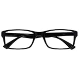 OPULIZE PEP Lesebrille für Damen und Herren - Große Rechteckige Brille - Komfortable Federscharniere - Kratzfest - Schwarz - UVR +1.00