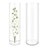 Olrla 2 Teiliges Set Transparente Acryl Blumenvase, Bruchsichere Kunststoff-Zylindervase für Blumenarrangements, Hochzeits-Mittelstücke, Heimwerken (40 x 10 cm und 40 x 12 cm)