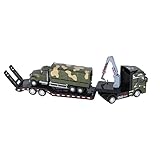 BAQE Anhänger-Spielzeug, Abschleppwagen-Spielzeug mit speziellem Reibungsmechanismus 1:50 für Zuhause(Militäranhänger Gürtel Dongfeng Fahrzeug)