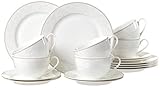 Ritzenhoff & Breker Kaffeeservice Isabella, 18-teilig, Fine-China-Porzellangeschirr, Weiß mit Ornamenten, 37 x 26 x 25 cm