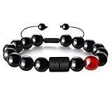 Achat Armband Herren, Perlen für Armbänder Schwarz Konstellation Geflochtenes Perlenarmband Perlenarmbänder Geschenke für Beste Freundin 19cm