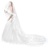 MIRKUZI 1 Stück Brautschleier, Braut-Tüllschleier, 3 m langer weißer Brautschleier, schlichte und elegante Damen-Hochzeitsaccessoires
