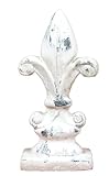 Generisch Fleur de Lis auf Sockel weiß Zeitlose Gartendeko Skulptur Gartenfigur Höhe 26cm Zement