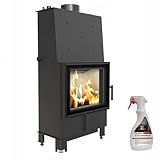 Kratki Lucy wasserführender Kamineinsatz – 12 kW Heizleistung – mit Wärmetauscher, BImSchV Stufe 2, große Sichtscheibe, Ø200 mm, Acumotte, für Zentralheizung und Wohnräume mit Kaminscheibenreiniger