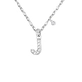 GUOYU 26 Halskette mit Anfangsbuchstaben für Frauen Mädchen, Halskette mit Buchstabe aus Zirkonia aus Silber, Anhänger, Personalisierung, Geschenkideen zum Geburtstag, L, Edelstahl, Strass (J)