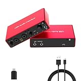 2i2 USB Audio Interface, 24Bit/192kHz Studioaufnahme, 48V Phantomspeisung, Nulllatenzüberwachung - Kompatibel mit Mac/PC, DAWs, ideal für Musikproduktion, Podcasting & Voice Over