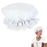 HREDZEO Mittelalterliche Schlafhaube Weiß Dienstmädchenhut Spitzenhaube Dienstmädchen für Karneval und Mottoparties