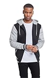 Urban Classics Herren Kapuzenpullover 2-Tone Zip Hoody, zweifarbiger Zip Hoodie für Männer, Regular Fi, Blk/Gry, XL