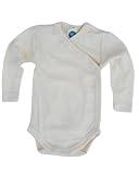 Cosilana Wärmender Wickelbody für Babys, 45% Baumwolle, 35% Schurwolle, 20% Seide, Nickelfreie Druckknöpfe (Natur, 50-56)