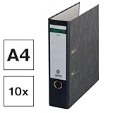 Centra Standard-Ordner, Wolkenmarmor, 10er Pack, Recycling, Blauer Engel, LGA Zertifikat, A4, 8 cm breit, bis zu 600 Blatt (80 g/m²), Kantenschutz, Griffloch, schwarz, 628576