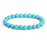 XIANNVXI Grün Türkis Armband 8mm Perlen Grüner Perlenarmband Kristalle Armband Echte Türkis Steine Armbänder Damen Geschenk für Mama