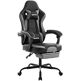 WOTSTA Gaming Chair Computerstuhl Ergonomischer Gaming Stuhl mit Fußstütze Bürostuhl Ergonomischer Computerstuhl mit Lendenwirbelstütze Dunkelgrau