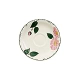 Villeroy und Boch - Wildrose Kaffee-Untertasse mit floralem Muster, Untertasse aus Premium Porzellan mit rosa Wildrose Dekor im Landhausstil, 16 cm
