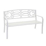 Mendler Gartenbank HWC-F44, Bank Parkbank Sitzbank, 2-Sitzer pulverbeschichteter Stahl - weiß
