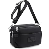 REETEE Umhängetasche Damen Wasserdicht Nylon Kleine Handtasche Damen mit Vielen Fächern Crossbody Bags Handytasche zum Umhängen Klein Schultertaschen mit Verstellbar Abnehmbar Breiter Gurt (schwarz)