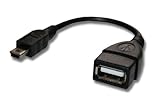 vhbw Adapter OTG kompatibel mit Coby Kyros MID 1125, MID 1126, MID 7022 Mobilgerät - Kabeladapter von Mini-USB (männlich) auf USB (weiblich), Schwarz