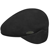 Kangol Das Original Flatcap 504 Earflaps Schiebermütze Schirmmütze Herrencap Wollcap Ohrenklappen Herren - mit Schirm, Winter Herbst-Winter - L (58-59 cm) schwarz