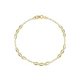 Rodium - Goldene Armband, 14 Karat Gold/ 585er Feingehalt, Modernes Design mit Muschelmuster, Ideales Geschenke für Damen - 19 cm lange Armkette