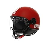 MOMODESIGN - FGTR CLASSIC E2206, Jet-Helm, offener Helm für Motorräder und Motorroller, für Männer und Frauen, Candy Matt Red/White, S
