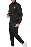 Lotto Trainingsanzug Herren schwarz Größe 5XL I Sportanzug Regular Fit aus 100% Polyester I Freizeitanzug mit elastischem Bund & praktischen Seitentaschen I Jogginganzug