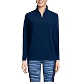 Lands' End Damen Fleece-Pullover, Quarter Reißverschluss - Blau - Klein