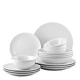 Rosenthal Mesh White Geschirrset – 16 teilig für 4 Personen, Kombiservice aus Porzellan, Modernes Geschirr Weiß
