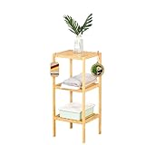 Floordirekt Bambus Regal, schmales Standregal für Badezimmer, Schlafzimmer, Wohnzimmer, Holzregal mit 3/5 Etagen, Regal Größe 34 x 33 x 80 cm (Lowa) (3 Etagen)